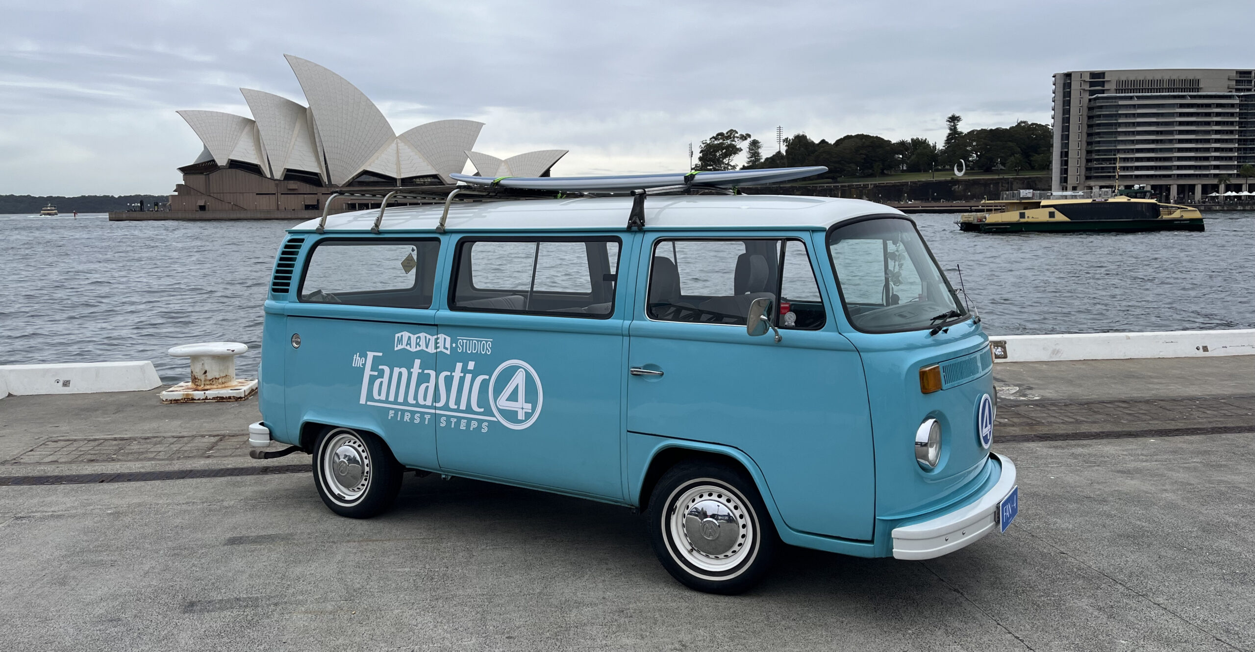 Retro turquoise vintage VW Kombi hired for Year 12 school formal group transport in Sydney