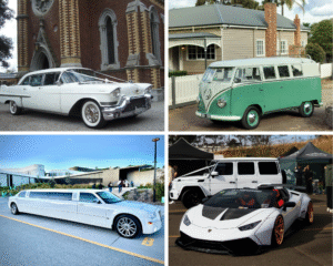 A stunning collection of Dream Rides cars available for wedding Australia wide