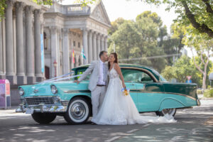 Classic wedding photography with Lois the Classic Sports Sedan in Melbourne