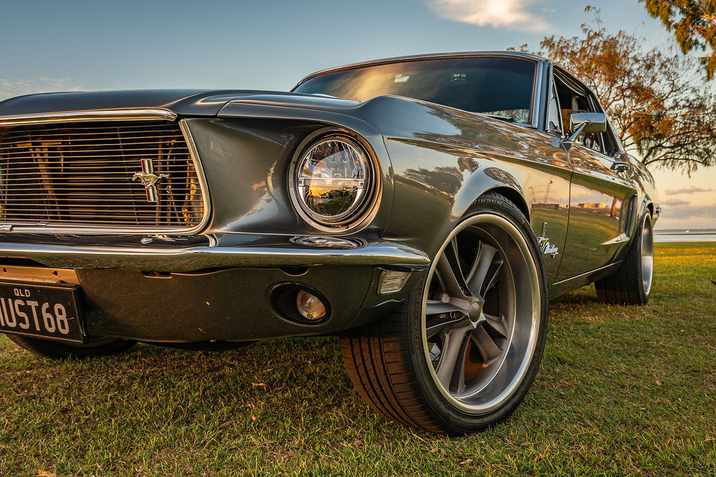 1968 Ford Mustang Olivia classic car hire Brisbane school formal